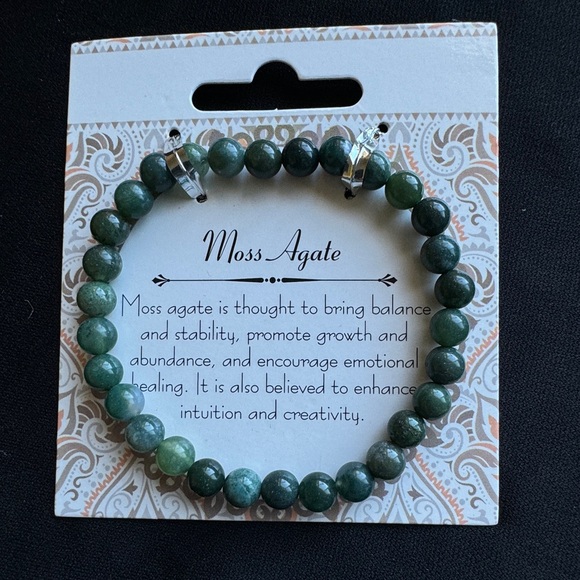 New Healing Stone Green Moss Agate Bead Stretch Bracelet Stability Growth Love - Picture 4 of 8